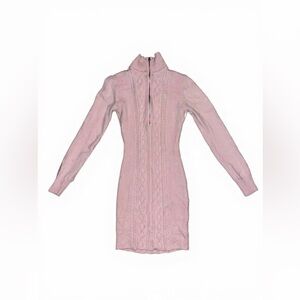 Junior’s Pink Ribbed Cable Knit Sweater Dress M